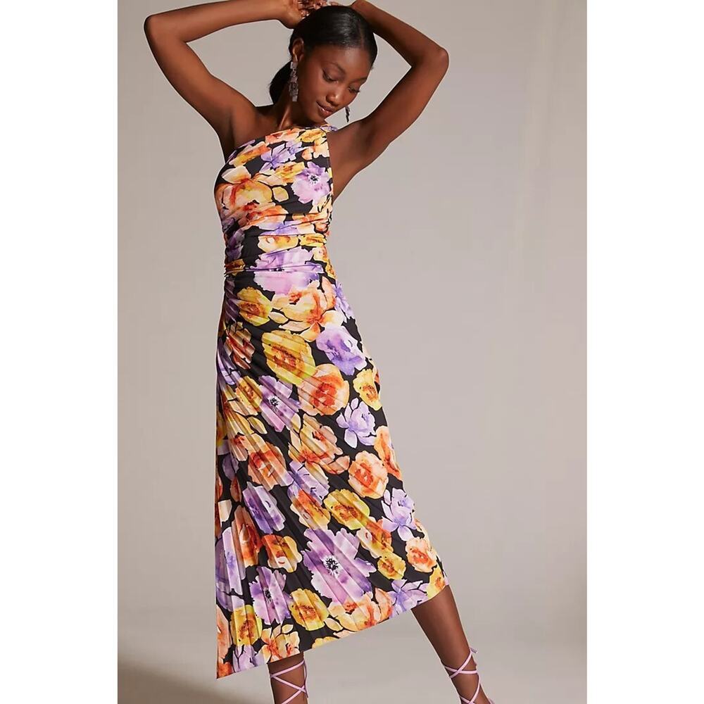 NWT Anthropologie Geisha Designs Asymmetrical Hem Midi Dress Size M #C2403